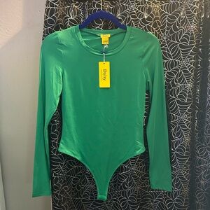 Daisy Green Bodysuit One Piece with Mock Neck